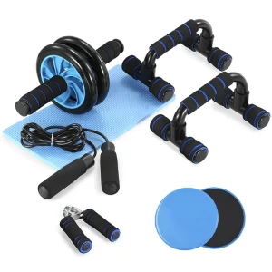 5-In-1 AB Wheel Roller Kit with Push-Up Bar Jump Rope